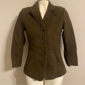 Women's Vintage Wilson Leather Pelle Studio Leather Blazer Jacket Brown Size XS